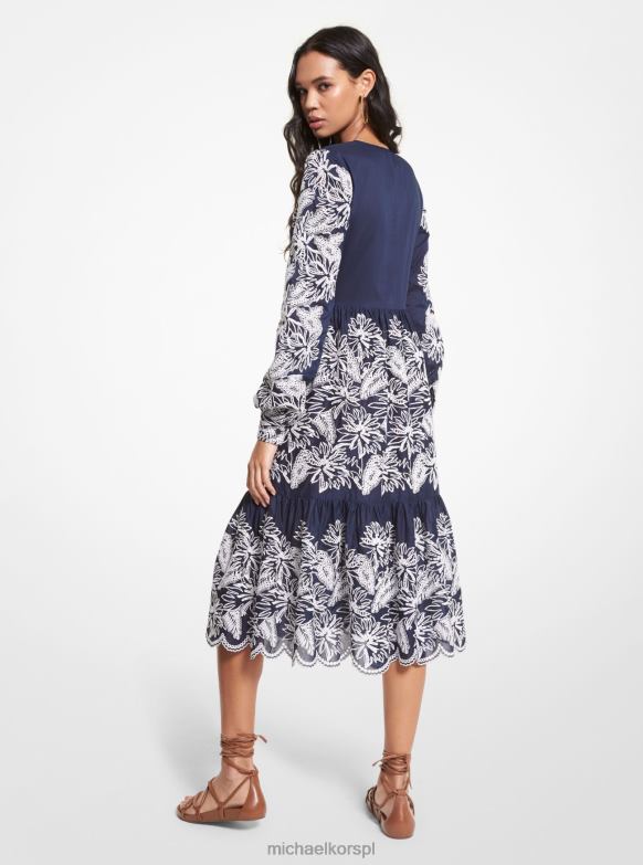 Bawełniany kaftan z oczkami na dłonie kobiety Michael Kors mdntbl/wht LHN66161 odzież