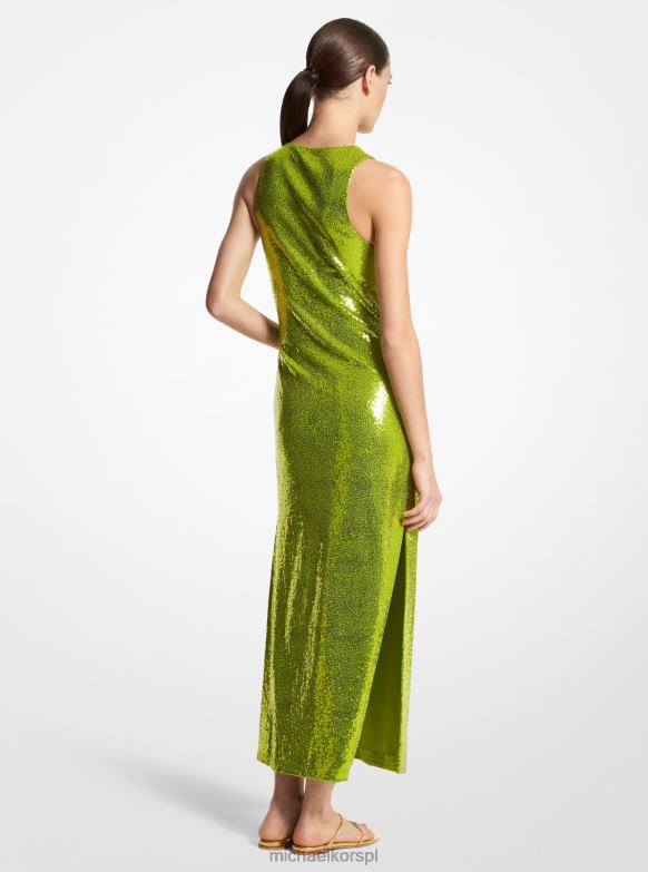 Kolekcja Cekinowa sukienka z krepy z dżerseju kobiety Michael Kors Limonka LHN663521 odzież