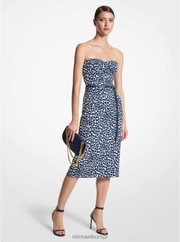 Kolekcja Elastyczna sukienka cady z nadrukiem w kształcie gepard kobiety Michael Kors granatowy/op biały LHN663661 odzież
