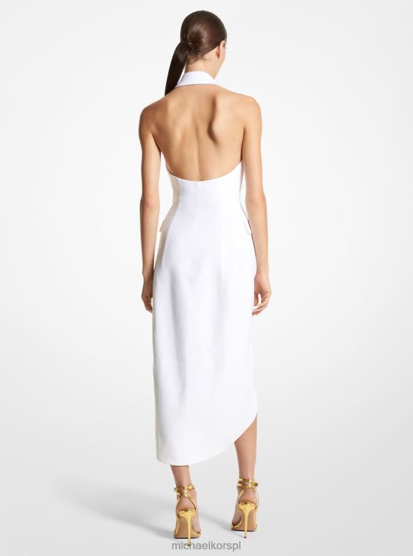 Kolekcja Podwójna suknia smokingowa z krepy sobolowej wiązana na szyi kobiety Michael Kors optyczna biel LHN663439 odzież