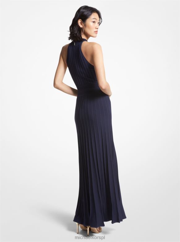 Prążkowana sukienka z elastycznej dzianiny typu halter kobiety Michael Kors niebieska północ LHN6611 odzież