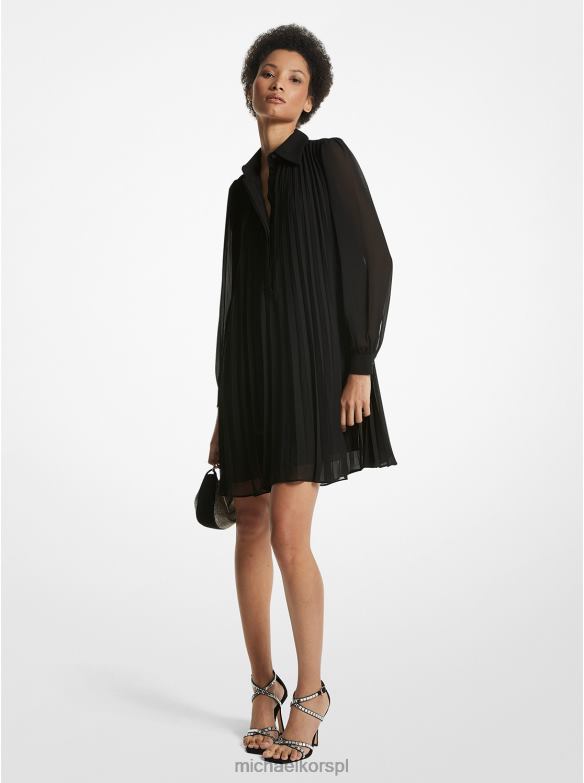 Sukienka koszulowa z żorżety kobiety Michael Kors czarny LHN66169 odzież