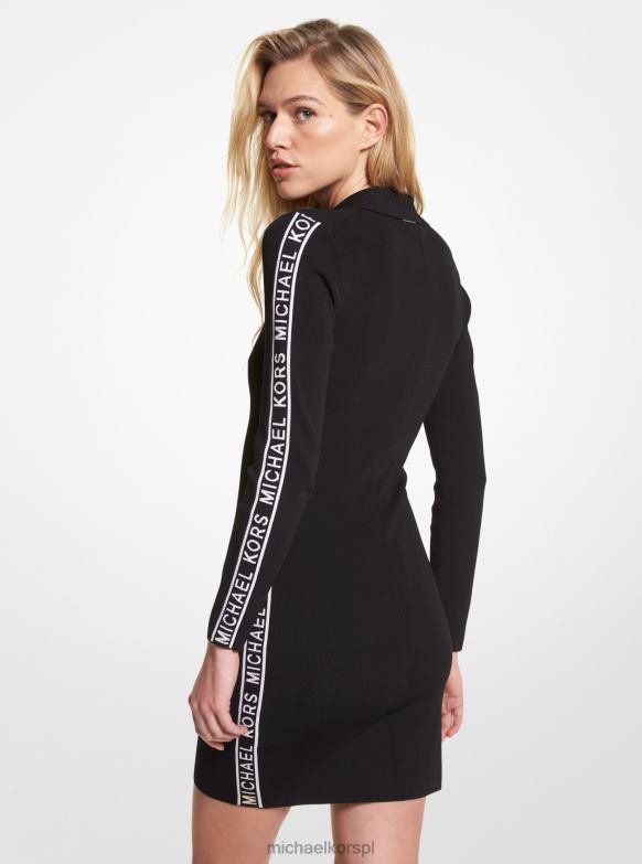 Sukienka polo z elastycznej wiskozy z taśmą z logo kobiety Michael Kors czarny LHN66102 odzież