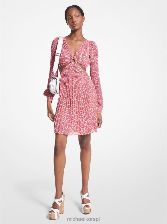 Sukienka z żorżetą i nadrukiem zebry kobiety Michael Kors pelargonia LHN6666 odzież