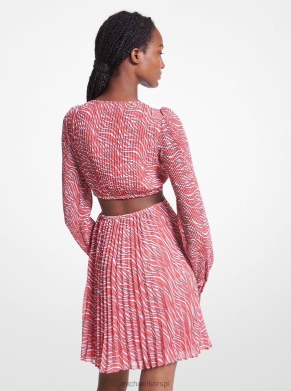 Sukienka z żorżetą i nadrukiem zebry kobiety Michael Kors pelargonia LHN6666 odzież