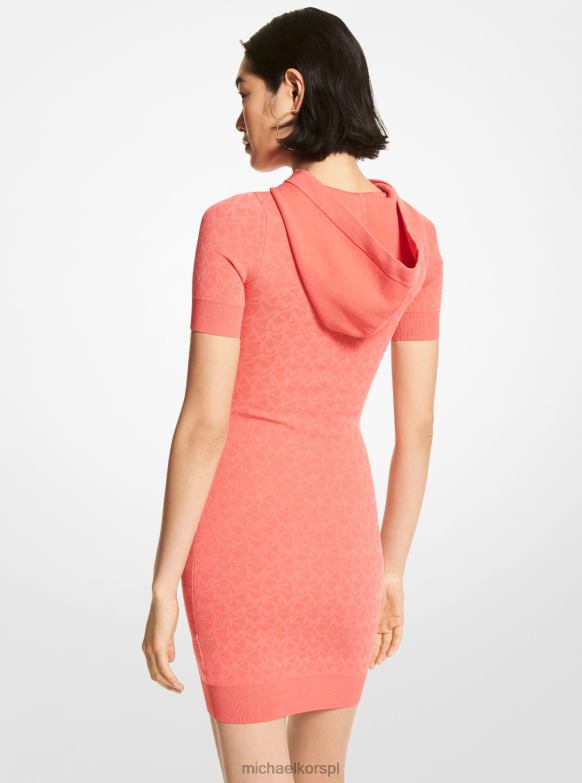 Żakardowa sukienka z kapturem i logo kobiety Michael Kors sangrię LHN66149 odzież