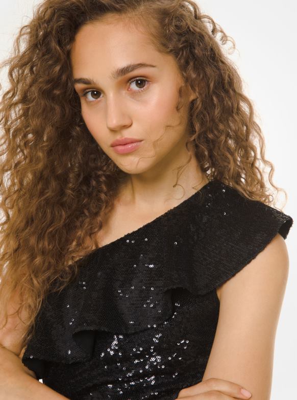 cekinowa sukienka na jedno ramię kobiety Michael Kors czarny LHN66182 odzież