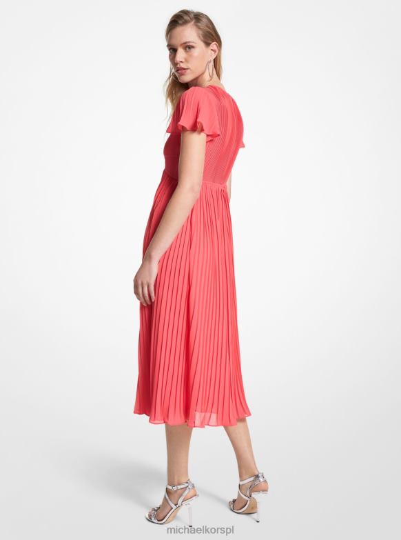 plisowana sukienka midi z żorżety kobiety Michael Kors pelargonia LHN6656 odzież