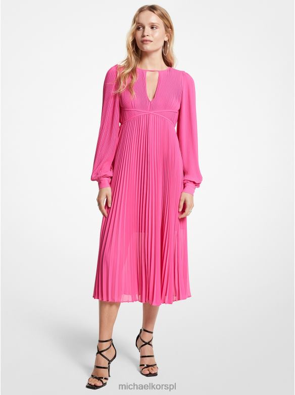 plisowana sukienka midi z żorżety kobiety Michael Kors wiśniowy LHN6621 odzież