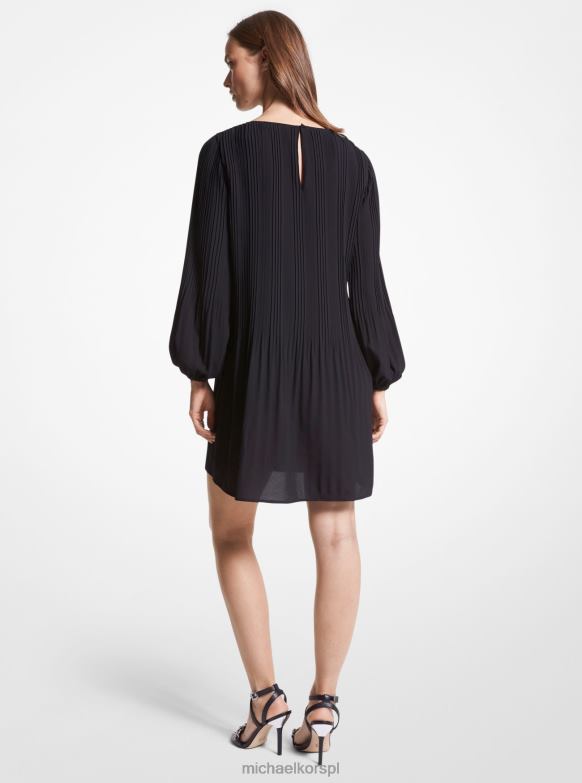 plisowana sukienka mini z krepy kobiety Michael Kors czarny LHN668 odzież