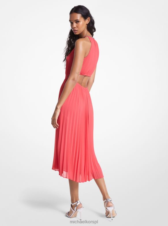 plisowana sukienka z wycięciem w żorżecie kobiety Michael Kors pelargonia LHN6687 odzież
