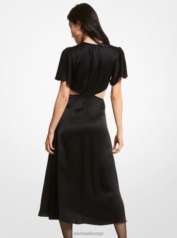 satynowa sukienka z wycięciem kobiety Michael Kors czarny LHN66165 odzież