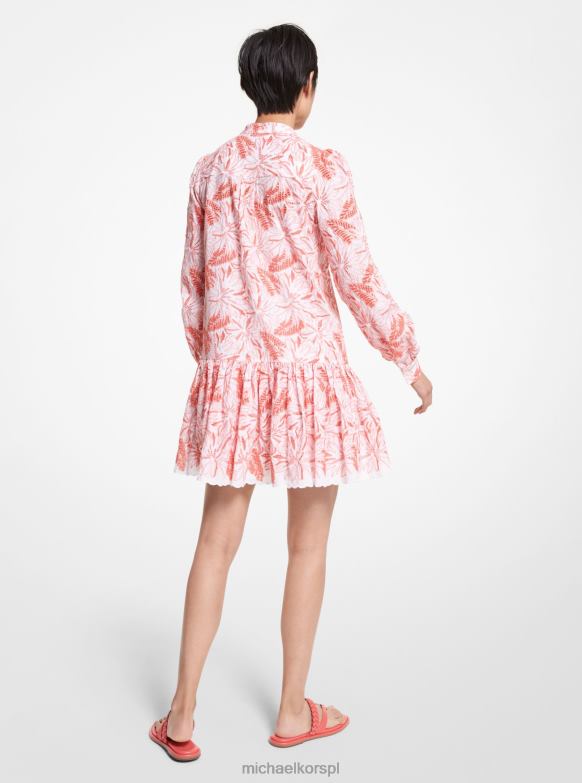 sukienka frotte z bawełny organicznej typu tie-dye kobiety Michael Kors koral flamenco LHN66145 odzież