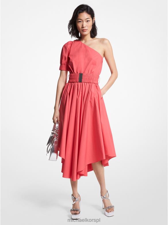 sukienka na jedno ramię z elastycznej bawełnianej popeliny kobiety Michael Kors pelargonia LHN66185 odzież