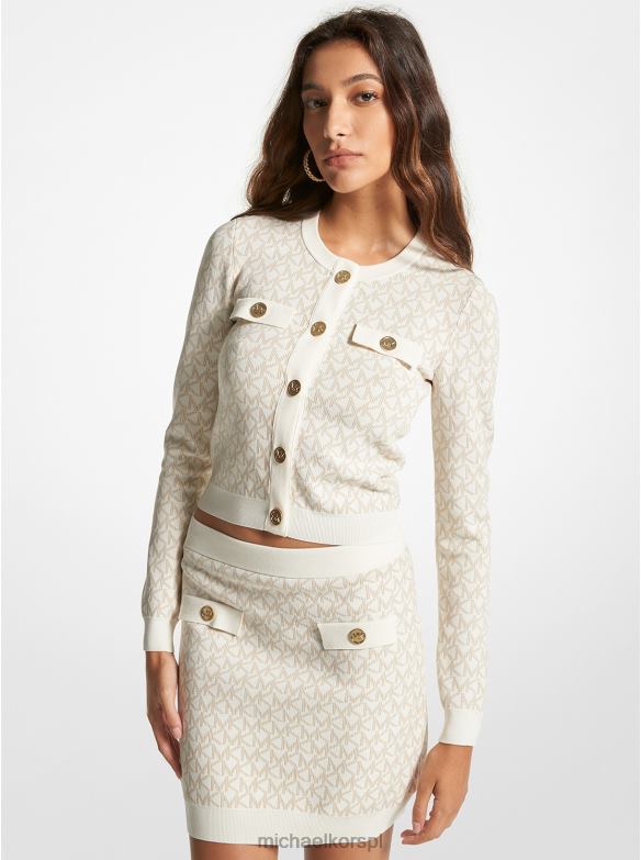 Żakardowy kardigan z logo kobiety Michael Kors kość LHN66418 odzież