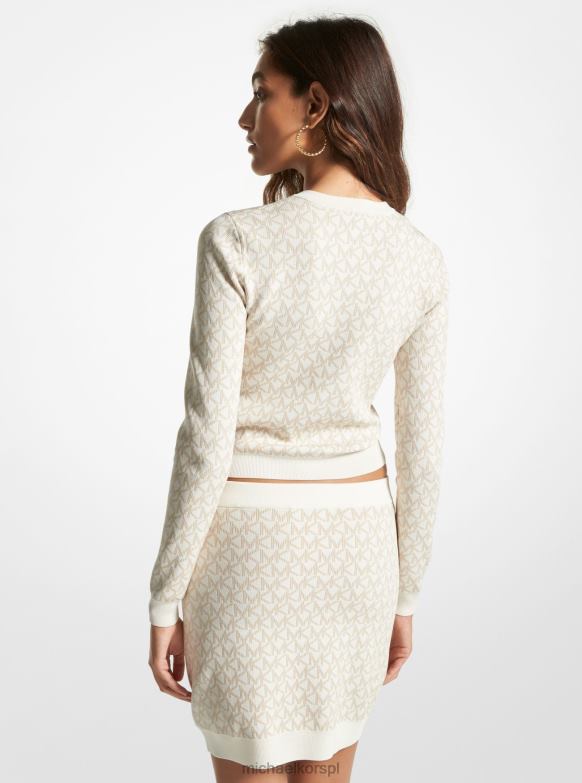 Żakardowy kardigan z logo kobiety Michael Kors kość LHN66418 odzież