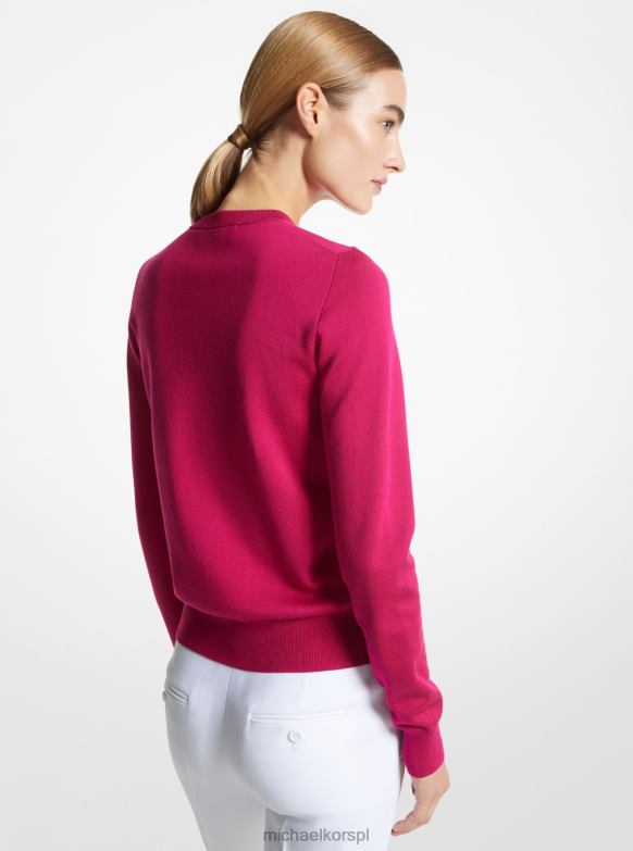 Jedwabny sweter z okrągłym dekoltem z kolekcji kobiety Michael Kors fuksja LHN663517 odzież