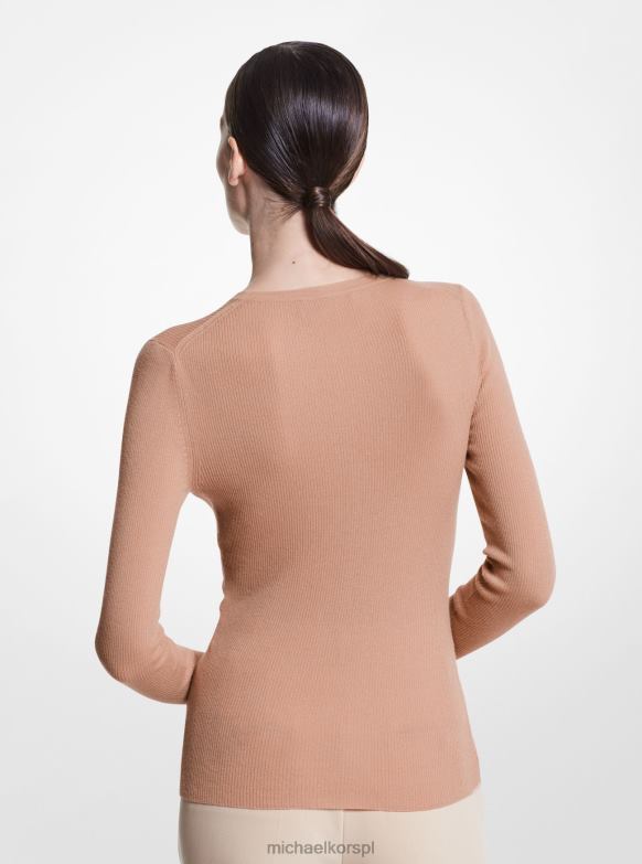 Kaszmirowy sweter z lekkiej jak piórko kolekcji Hutton kobiety Michael Kors opalenizna LHN663501 odzież