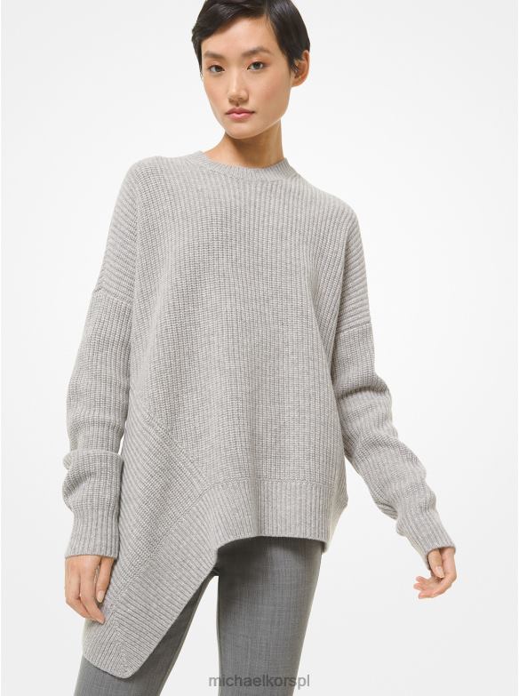 Kolekcja Asymetryczny sweter z kaszmiru kobiety Michael Kors perłowy szary LHN663750 odzież