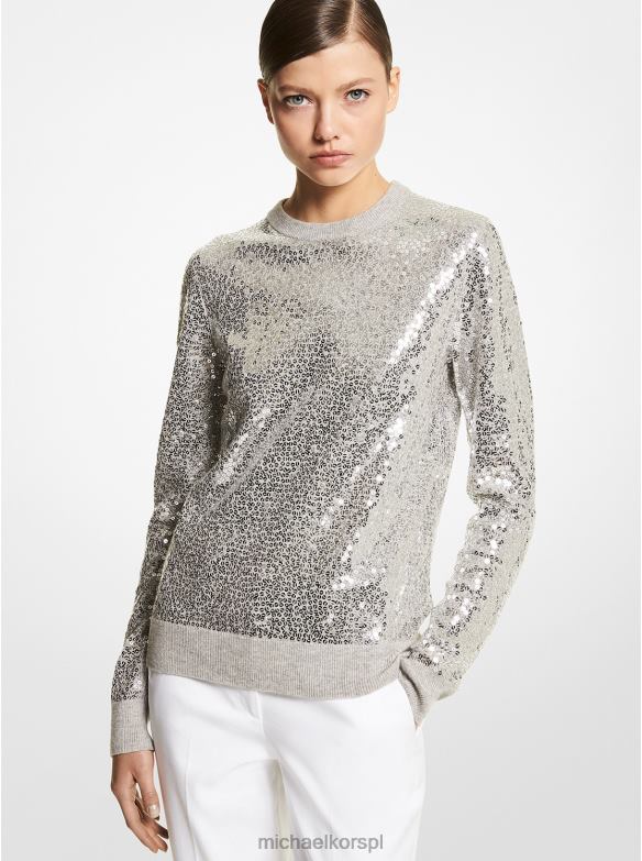 Kolekcja Cekinowy sweter z kaszmiru kobiety Michael Kors perłowy szary LHN663613 odzież