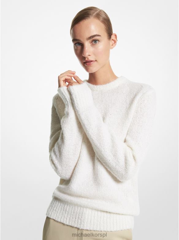 Kolekcja kaszmirowy sweter boucle kobiety Michael Kors optyczna biel LHN663523 odzież