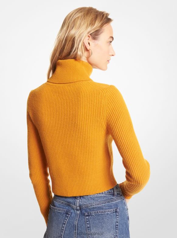 Krótki sweter z golfem z elastycznej wełny kobiety Michael Kors aksamitka LHN66436 odzież