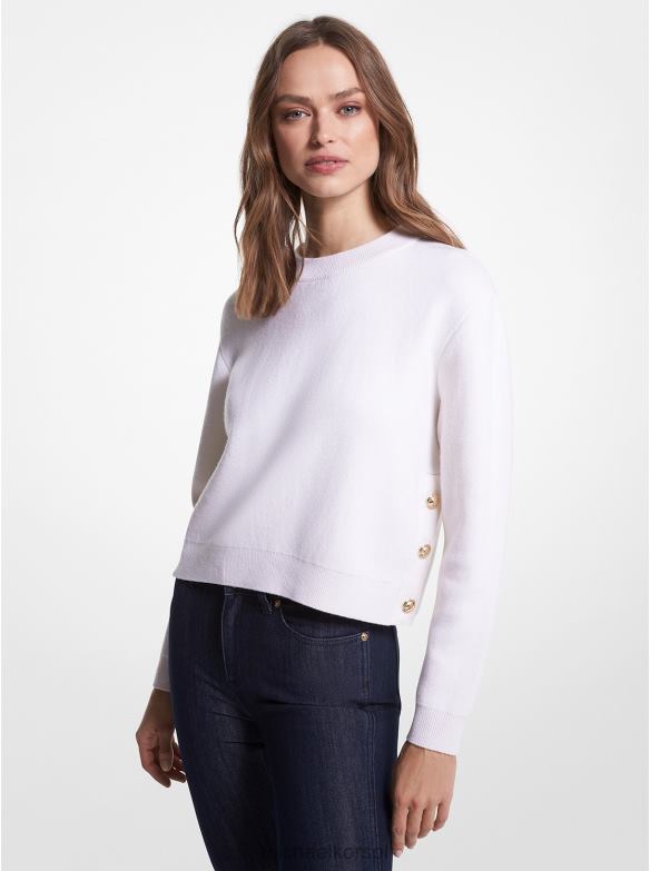 sweter z domieszką wełny kobiety Michael Kors biały LHN66408 odzież