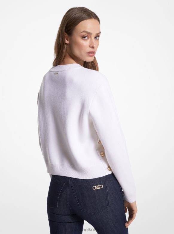 sweter z domieszką wełny kobiety Michael Kors biały LHN66408 odzież