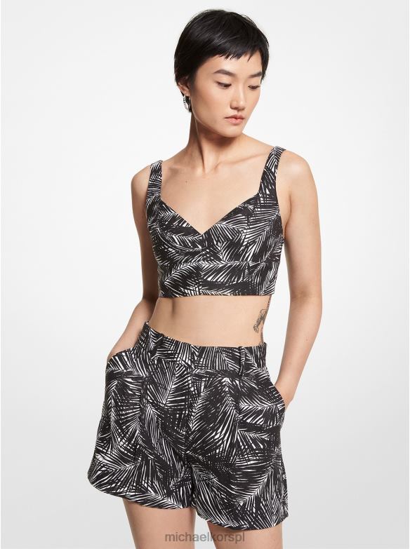 Top z lnianego biustonosza w kształcie dłoni kobiety Michael Kors biało-czarny LHN66454 odzież