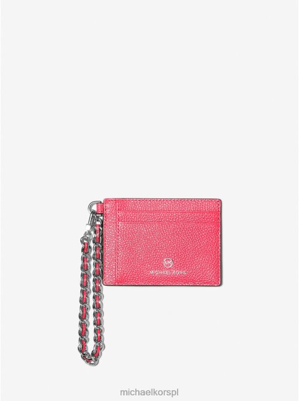 małe etui na karty z łańcuszkowej skóry w kolorze kamienistej skóry kobiety Michael Kors pelargonia LHN661657 Akcesoria