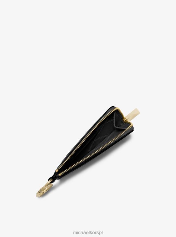 małe, zapinane na zamek etui na karty ze skóry z tłoczonym krokodylem kobiety Michael Kors czarny LHN661689 Akcesoria