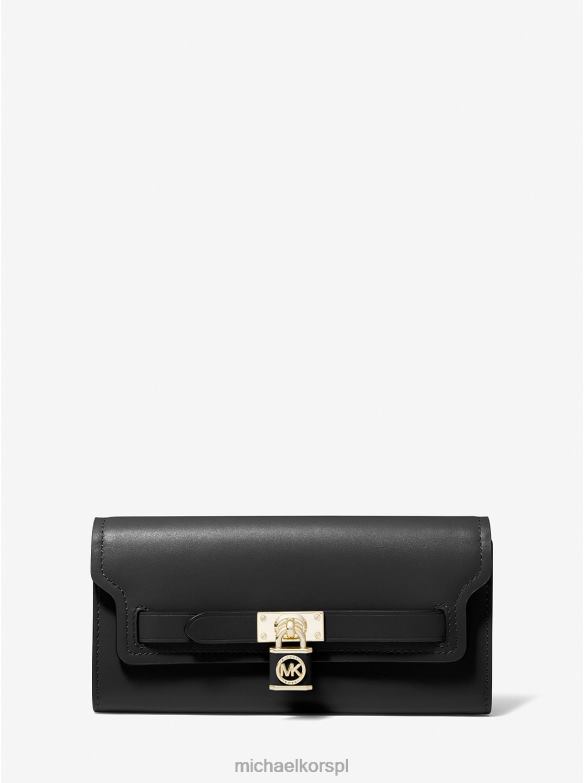 Duży skórzany portfel Hamilton Legacy kobiety Michael Kors czarny LHN661697 Akcesoria