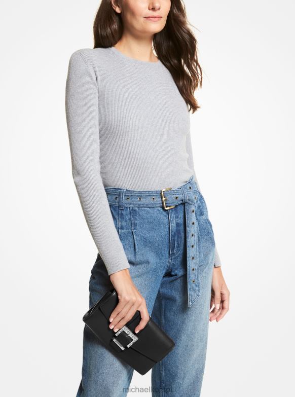 Skórzana kopertówka Penelope średniej wielkości kobiety Michael Kors czarny LHN661518 Akcesoria