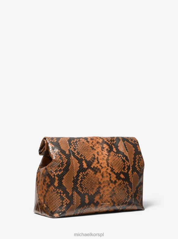 Kolekcja Torba na lunch z wytłoczonym monogramem Pythona kobiety Michael Kors kasztan LHN661645 Akcesoria