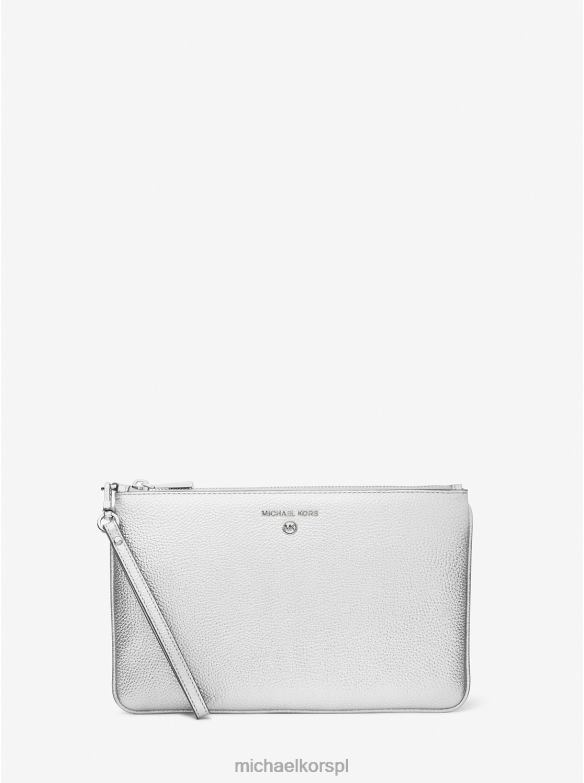 duża metalowa bransoletka ze skóry żwirowej kobiety Michael Kors srebro LHN661589 Akcesoria