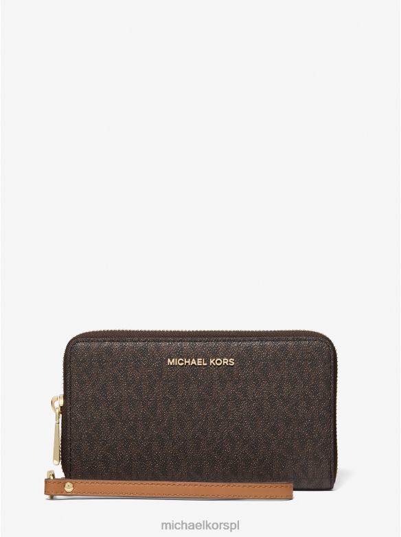 duże logo i skórzana bransoletka kobiety Michael Kors brązowy LHN661590 Akcesoria