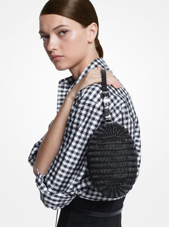 kolekcja gramercy rattan i skóra tłoczona krokodylem minaudiere kobiety Michael Kors czarny LHN661637 Akcesoria