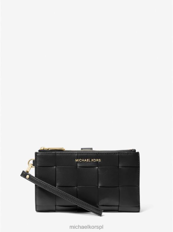 portfel na smartfony z tkanej skóry Adele kobiety Michael Kors czarny LHN661584 Akcesoria