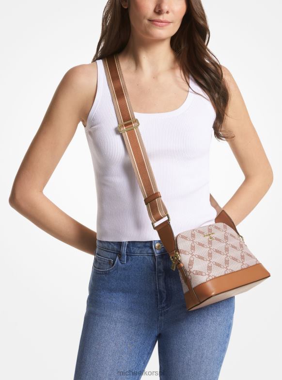 Duża, żakardowa torba na ramię z logo Jet Set Empire kobiety Michael Kors naturalny/bagaż LHN66855 Akcesoria