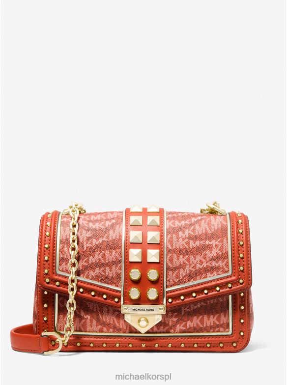 Duża torba na ramię soho z nadrukiem zwierzęcym i logo kobiety Michael Kors głęboka pomarańcza LHN66887 Akcesoria