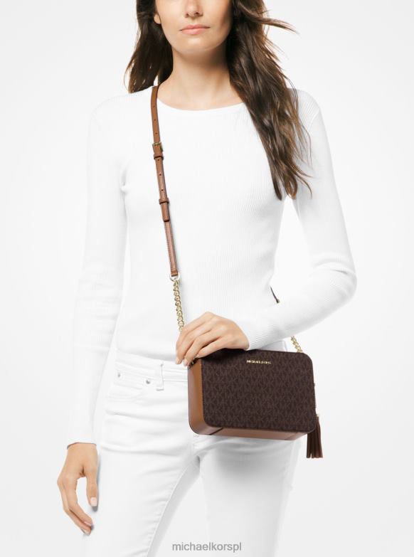 Ginny średnia torba na ramię z logo kobiety Michael Kors brązowy LHN66749 Akcesoria