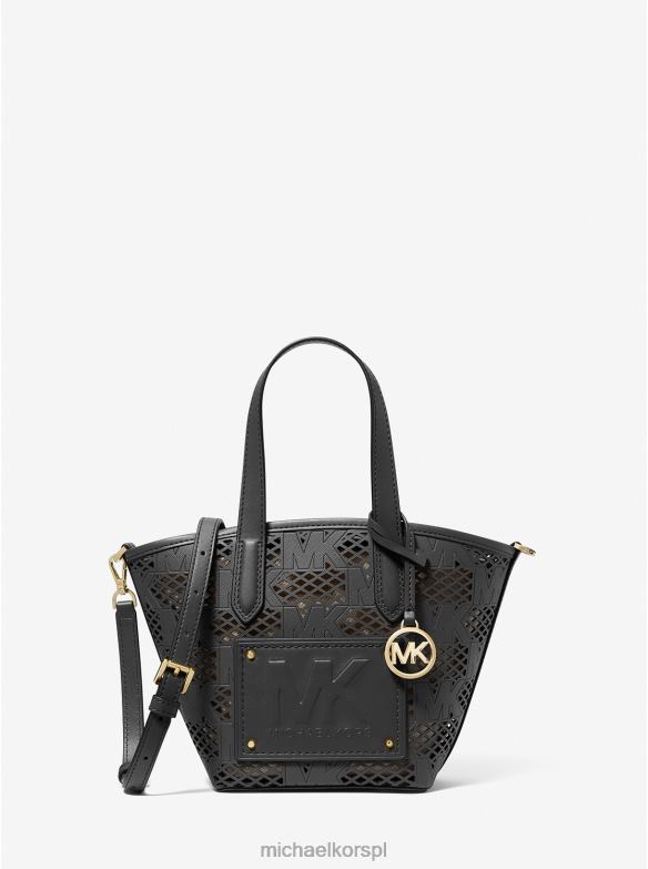 Kimber mała torba typu Tote Bag 2 w 1, perforowana i tłoczona ze sztucznej skóry kobiety Michael Kors czarny LHN66871 Akcesoria