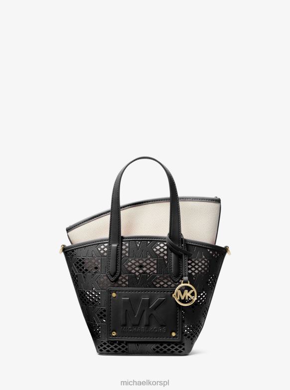 Kimber mała torba typu Tote Bag 2 w 1, perforowana i tłoczona ze sztucznej skóry kobiety Michael Kors czarny LHN66871 Akcesoria