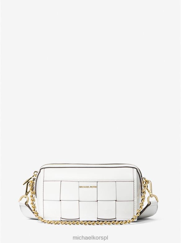 Mała torebka na ramię z tkanej skóry typu jet set kobiety Michael Kors optyczna biel LHN66883 Akcesoria