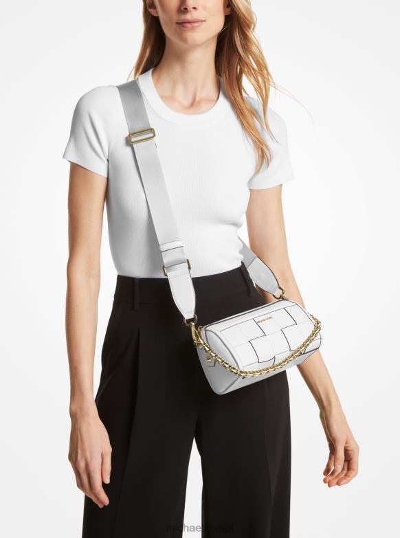 Mała torebka na ramię z tkanej skóry typu jet set kobiety Michael Kors optyczna biel LHN66883 Akcesoria