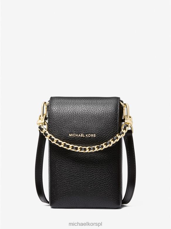 Mała torebka na smartfona ze skóry żwirowej i łańcuszkiem od Jet Set kobiety Michael Kors czarny LHN66850 Akcesoria