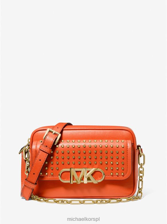 Parker skórzana torba na ramię ze średnimi ćwiekami kobiety Michael Kors optyczny pomarańczowy LHN66670 Akcesoria