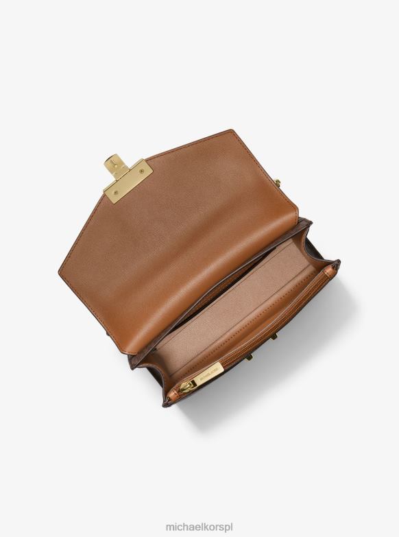 Różowe średnie logo i torba na ramię ze sztucznej skóry kobiety Michael Kors brązowy LHN66776 Akcesoria