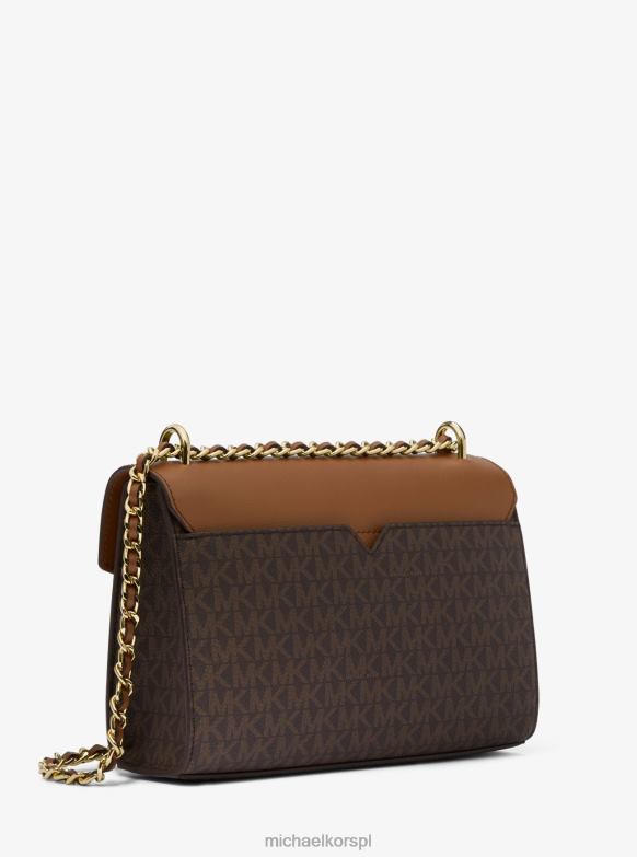 Różowe średnie logo i torba na ramię ze sztucznej skóry kobiety Michael Kors brązowy LHN66776 Akcesoria