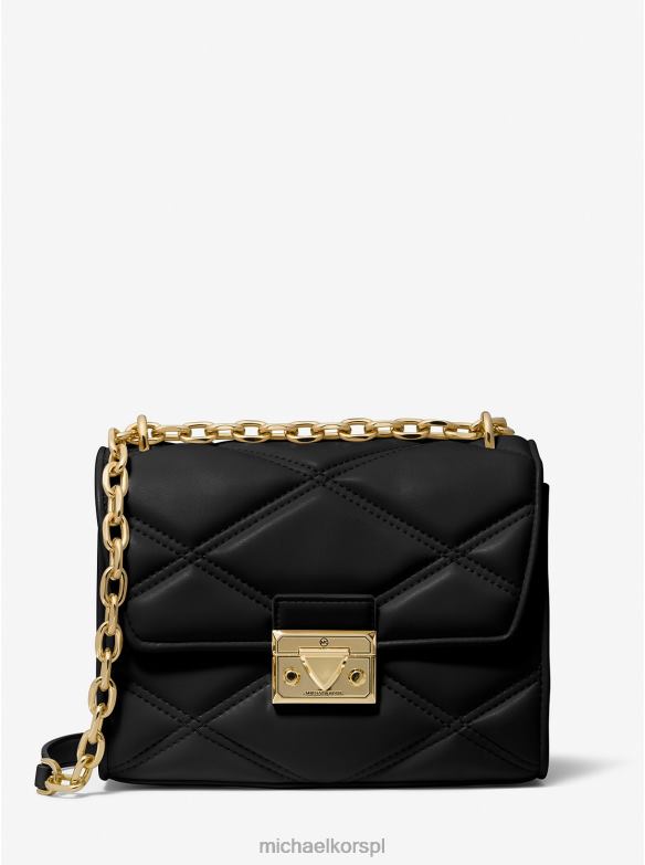 Serena mała pikowana torebka na ramię ze sztucznej skóry kobiety Michael Kors czarny LHN66780 Akcesoria